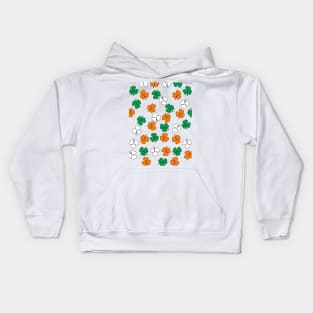 Shamrock Pattern in Green White Orange Kids Hoodie